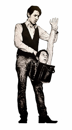 Levalet | La main dans le sac. encre de chine sur papier sur bois 2013